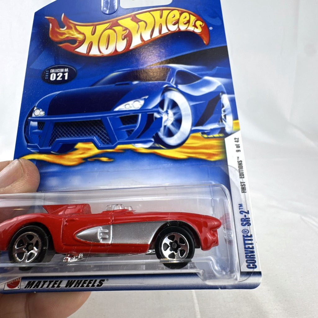 Hot Wheels 2002 First Editions red Chevrolet Corvette SR-2 1:64 scale diecast car sealed in original packaging.