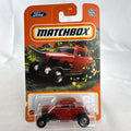 Matchbox 1:64 scale 1932 Ford Coupe Model B diecast car in red with black flame graphics sealed on card