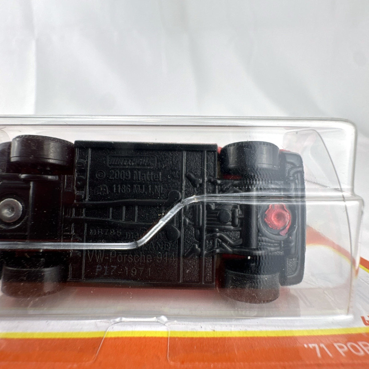 Matchbox 1:64 scale 1971 Porsche 914 diecast car in red with black targa top, sealed on original blister card.