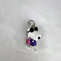 Peanuts Snoopy Joe Cool plastic keychain figure with purple sweater, flip-up sunglasses, and Valentine envelope clip.