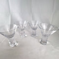 Crate and Barrel Krosno Verve stemless martini glasses set of 4 clear glass bubble base