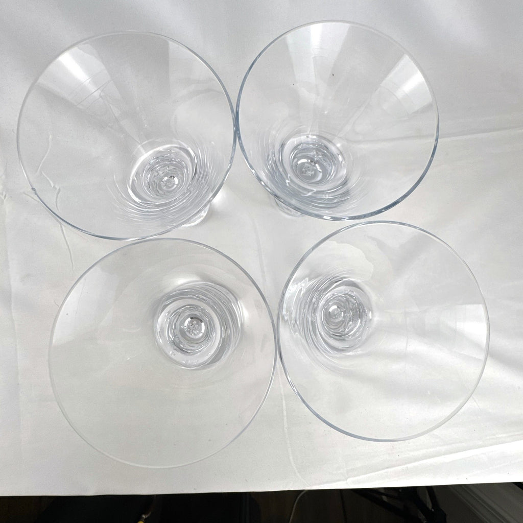 Crate and Barrel Krosno Verve stemless martini glasses set of 4 clear glass bubble base