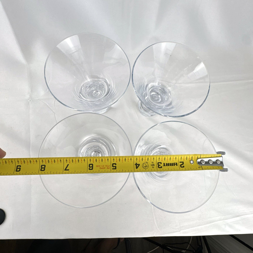 Crate and Barrel Krosno Verve stemless martini glasses set of 4 clear glass bubble base
