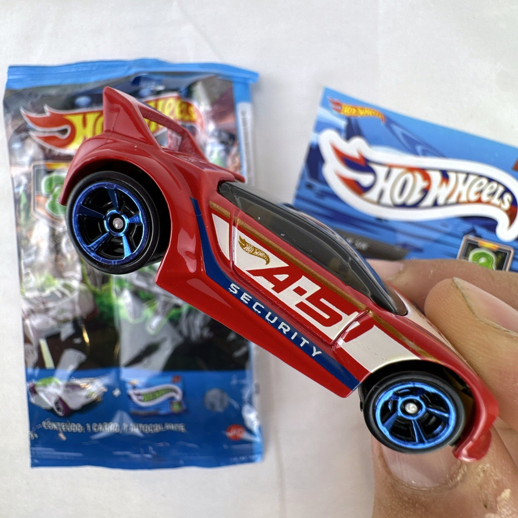 Hot Wheels 1:64 Quick N' Sik diecast car in red with A-51 Security livery from Mystery Models Series 3