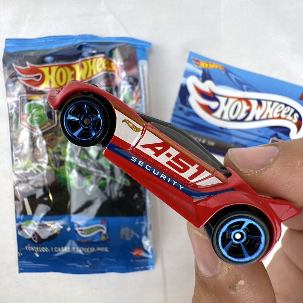 Hot Wheels 1:64 Quick N' Sik diecast car in red with A-51 Security livery from Mystery Models Series 3