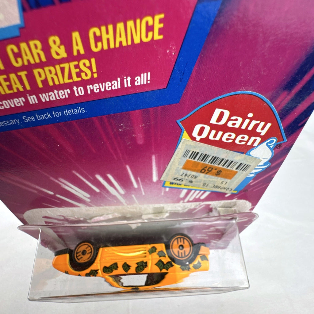 1993 Hot Wheels Revealers Dairy Queen promo 1:64 diecast car sealed on original card with unrevealed money graphics