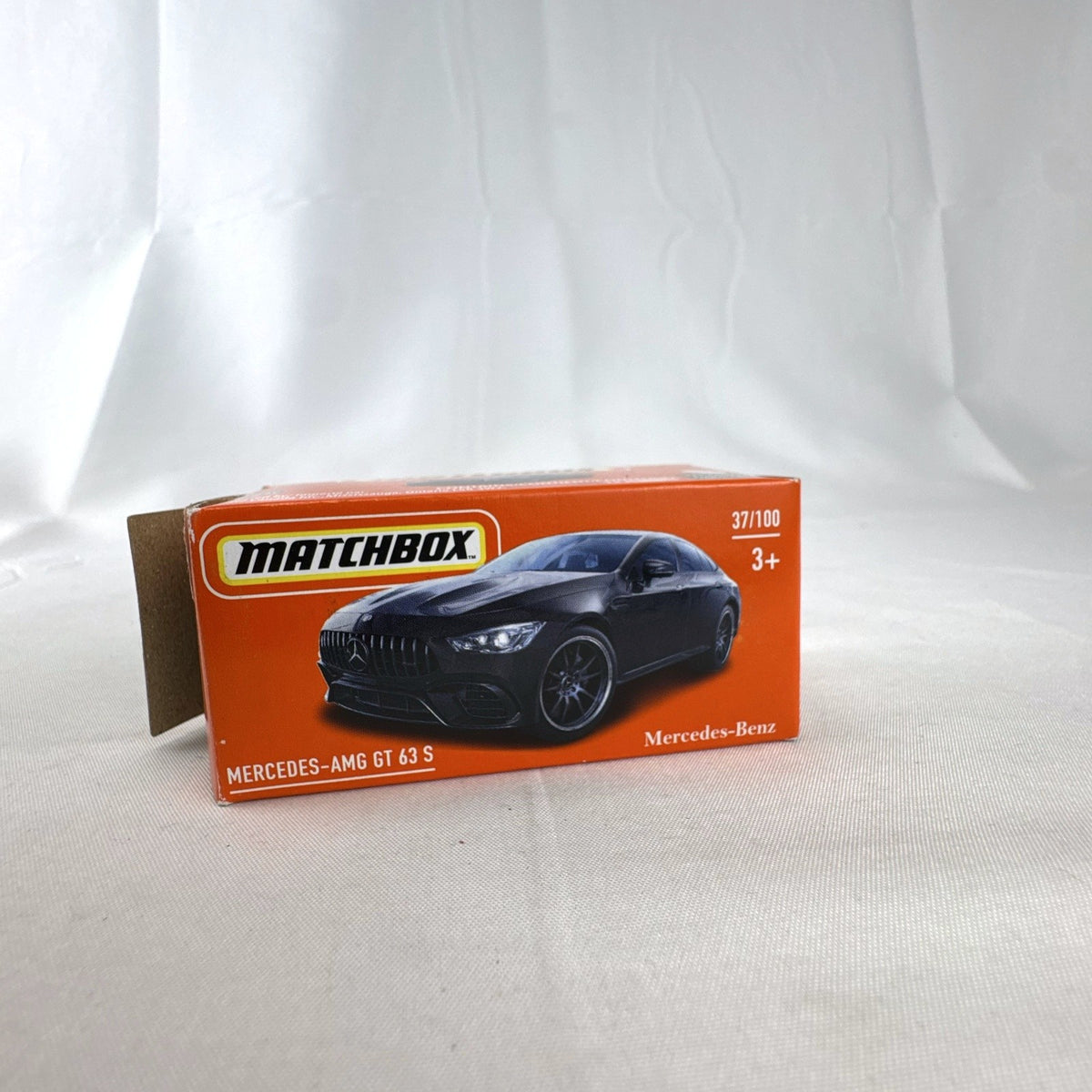 Matchbox 1:64 scale Mercedes-AMG GT 63 S diecast car in black with original Power Grab packaging box.