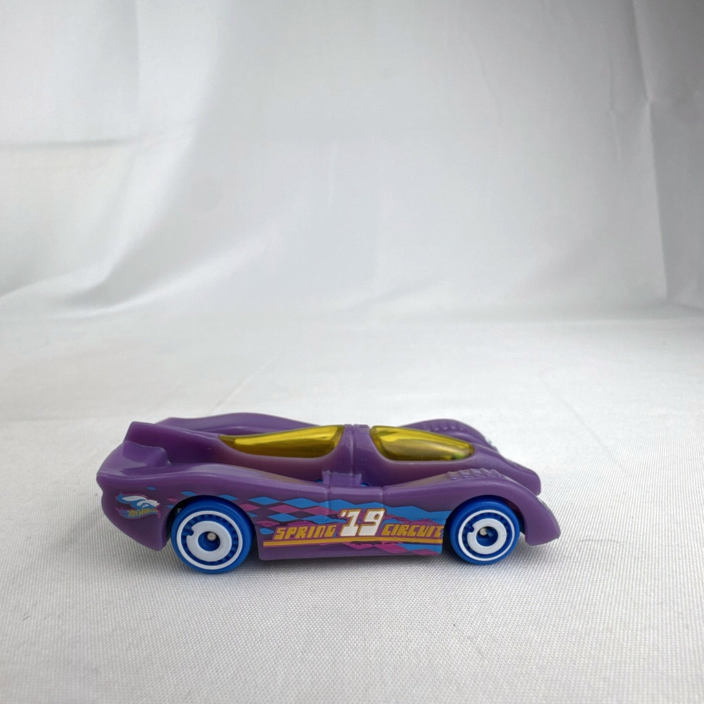Hot Wheels 1:64 scale Power Pistons diecast car in purple from the 2019 Spring Circuit series