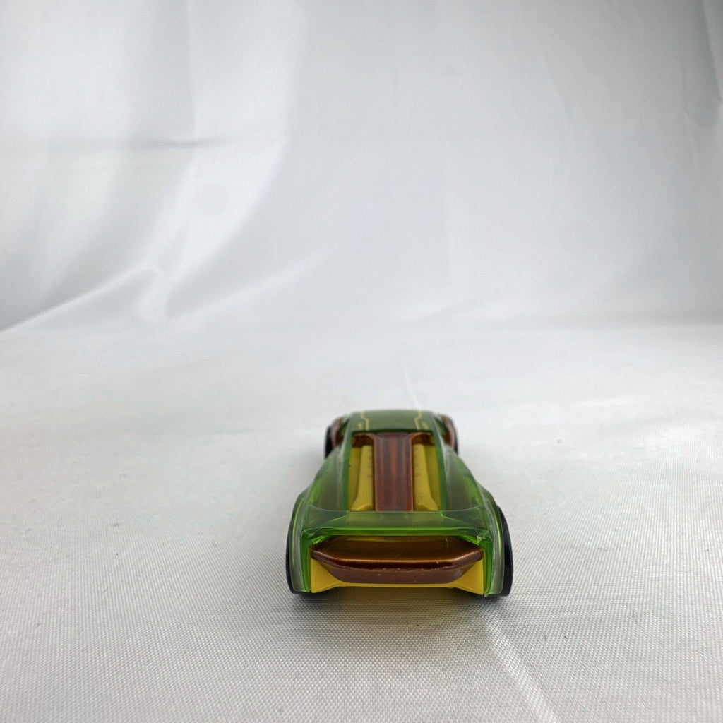 Hot Wheels El Viento 1:64 scale diecast car with translucent green canopy and yellow accents