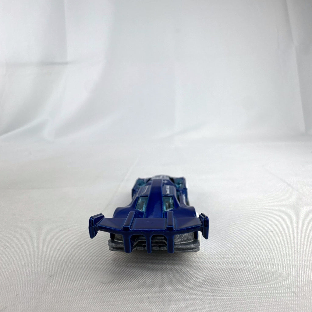 Hot Wheels 1:64 GT Hunter HW Art Cars diecast model in blue blueprint design with white wheels