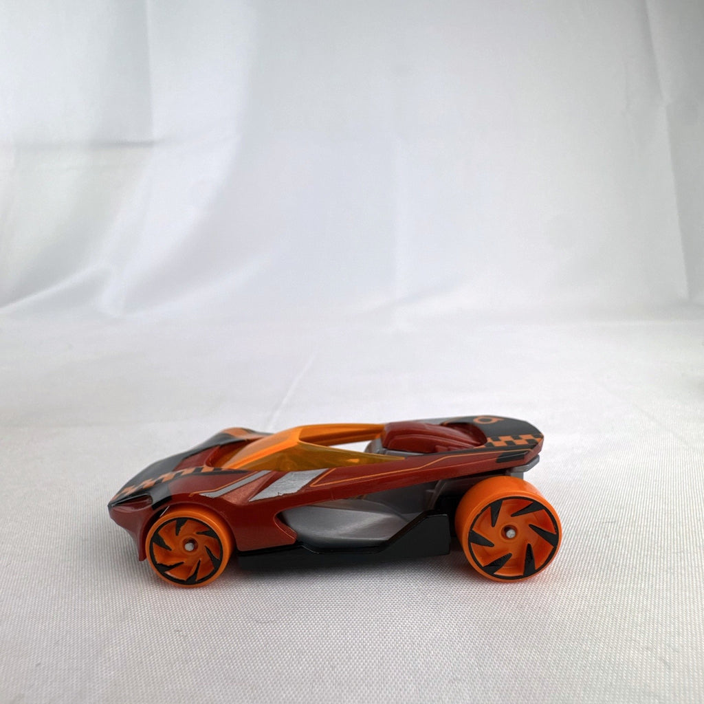 Hot Wheels HW Warp Speeder 1:64 diecast car in metallic red with orange canopy and wheels