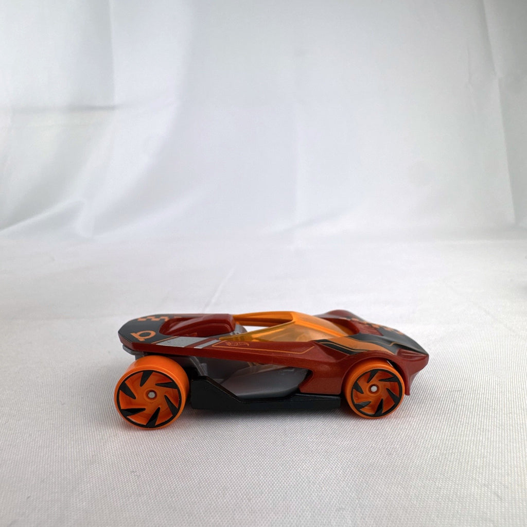 Hot Wheels HW Warp Speeder 1:64 diecast car in metallic red with orange canopy and wheels