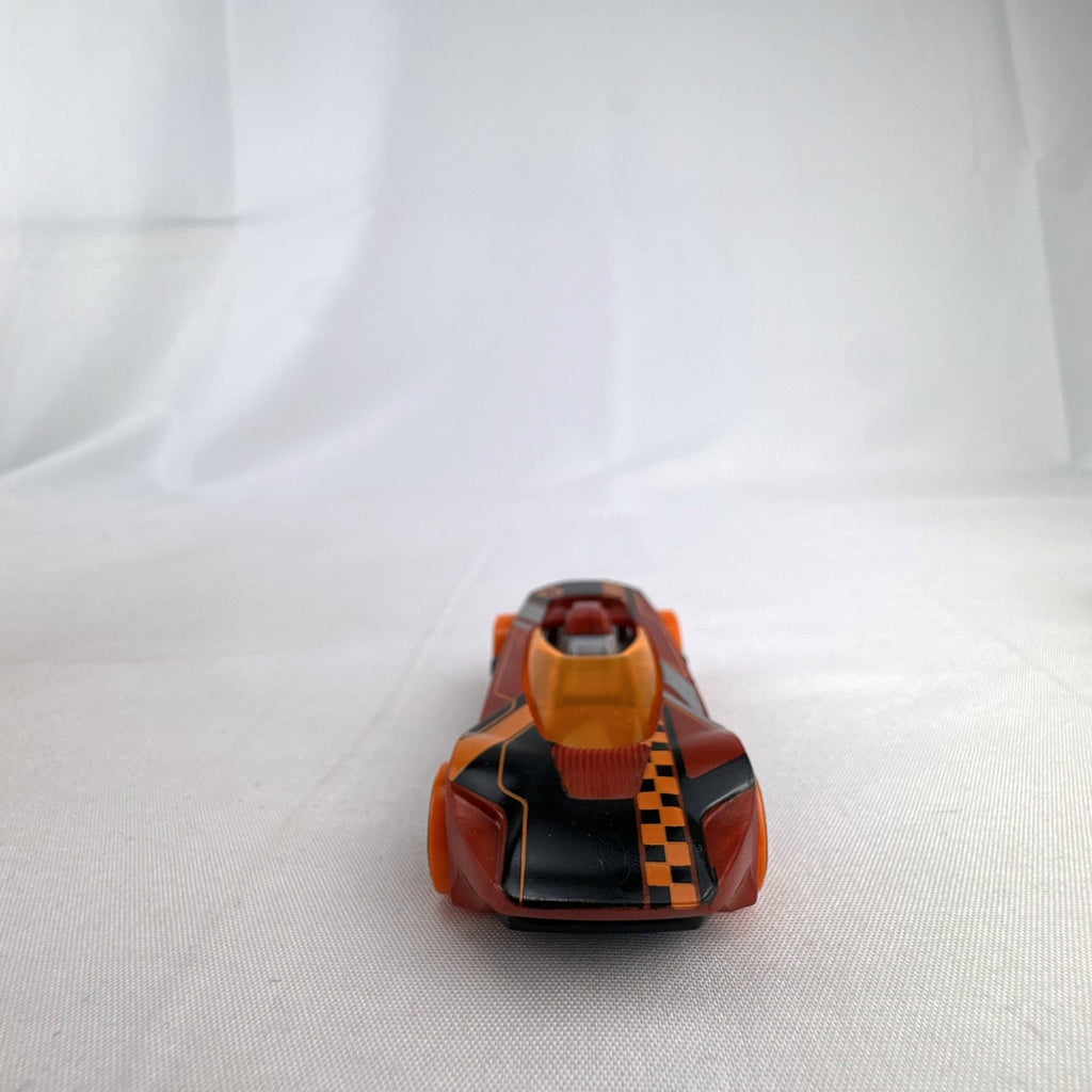 Hot Wheels HW Warp Speeder 1:64 diecast car in metallic red with orange canopy and wheels