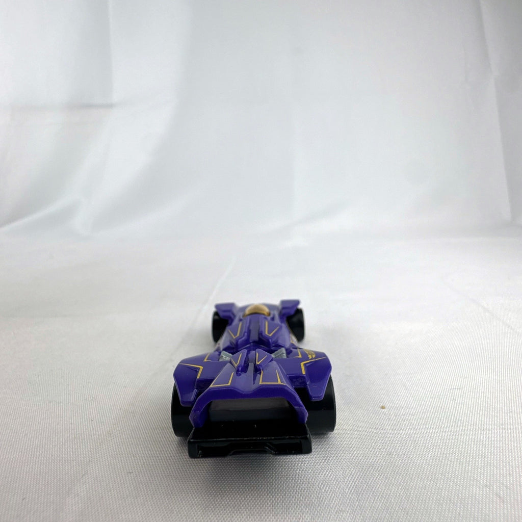 Hot Wheels RD-02 1:64 scale diecast race car in purple with yellow accents and wheels