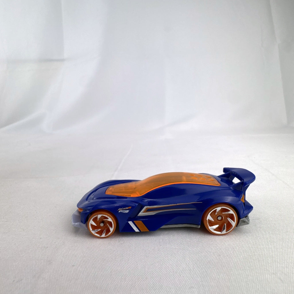 Hot Wheels Gazella R 1:64 scale diecast car in blue with orange canopy and wheels