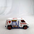 Hot Wheels 1:64 scale Super Van diecast vehicle featuring white King of Hearts playing card graphics