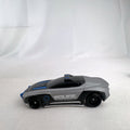Hot Wheels Alpha Pursuit 1:64 scale police interceptor diecast car in metallic silver and black