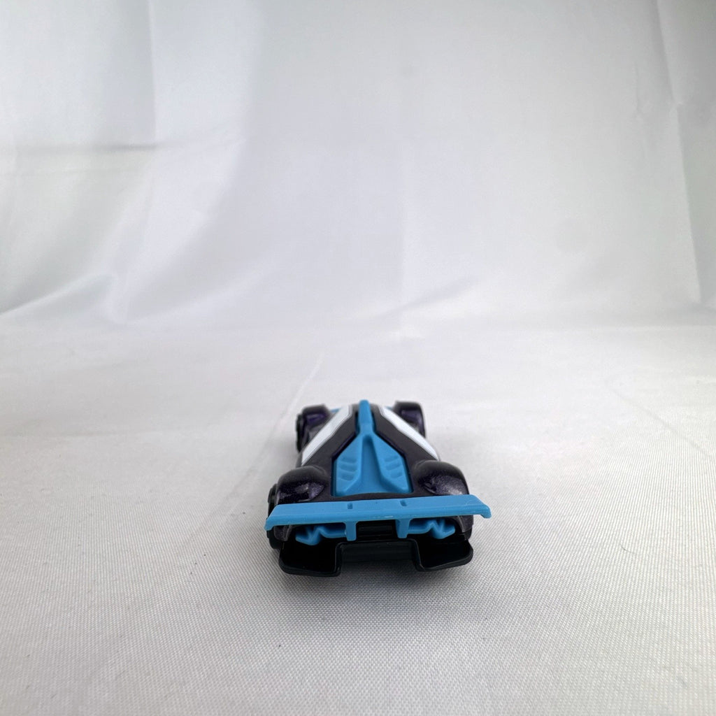 Hot Wheels Mach Speeder 1:64 scale diecast car in metallic purple with light blue accents