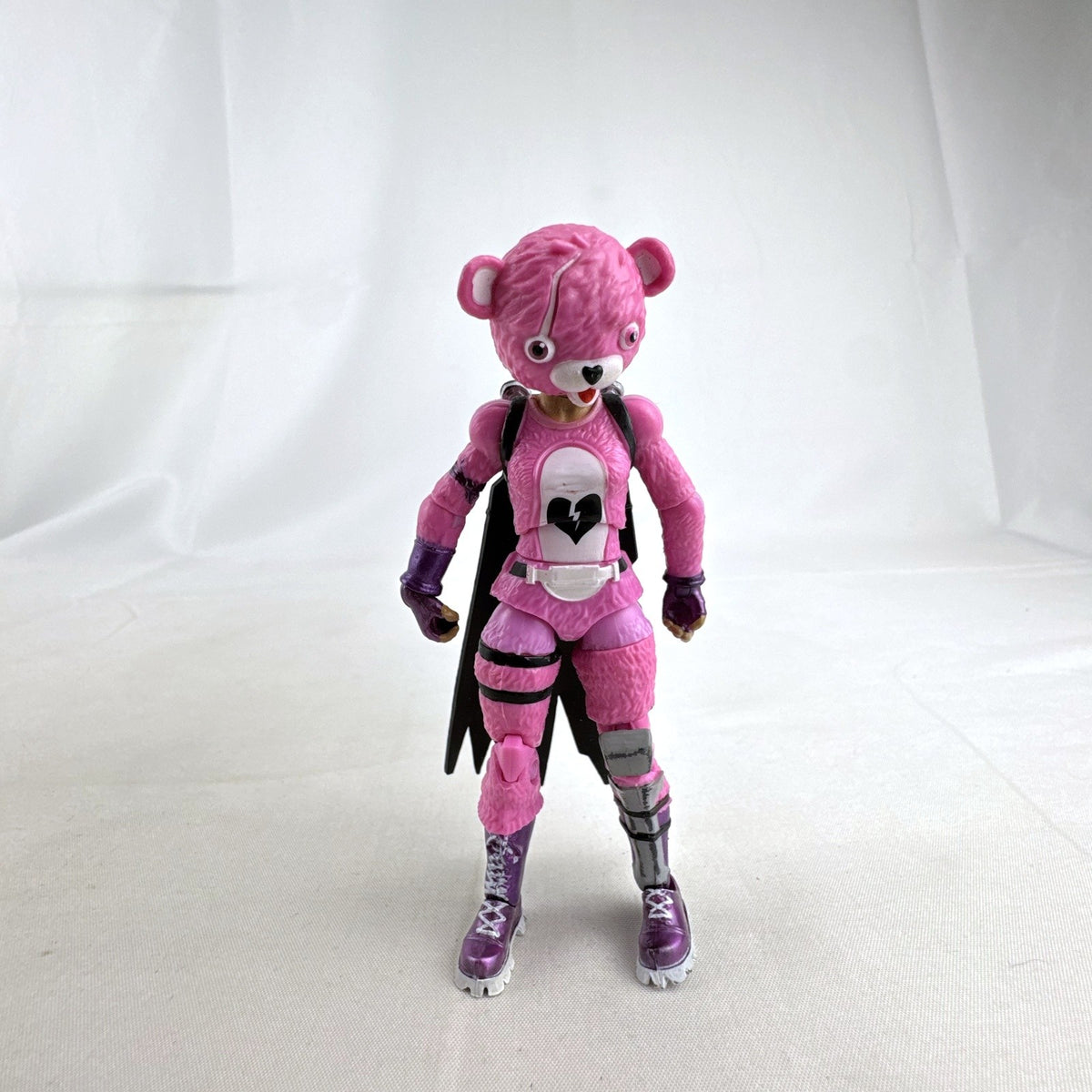 Jazwares Fortnite Cuddle Team Leader 4-inch pink bear action figure with detachable cape back bling