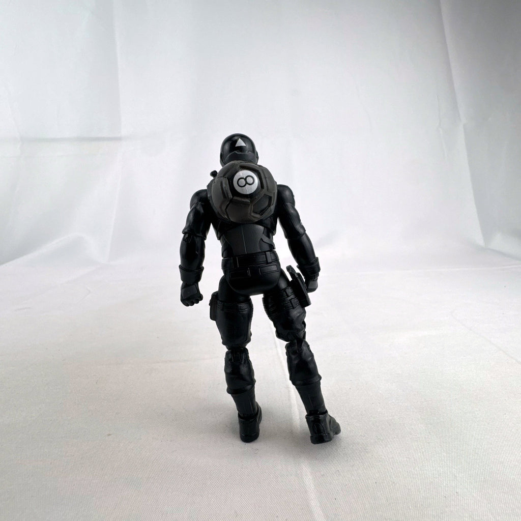 Jazwares Fortnite Solo Mode 4-inch 8-Ball action figure in black suit with back bling accessory