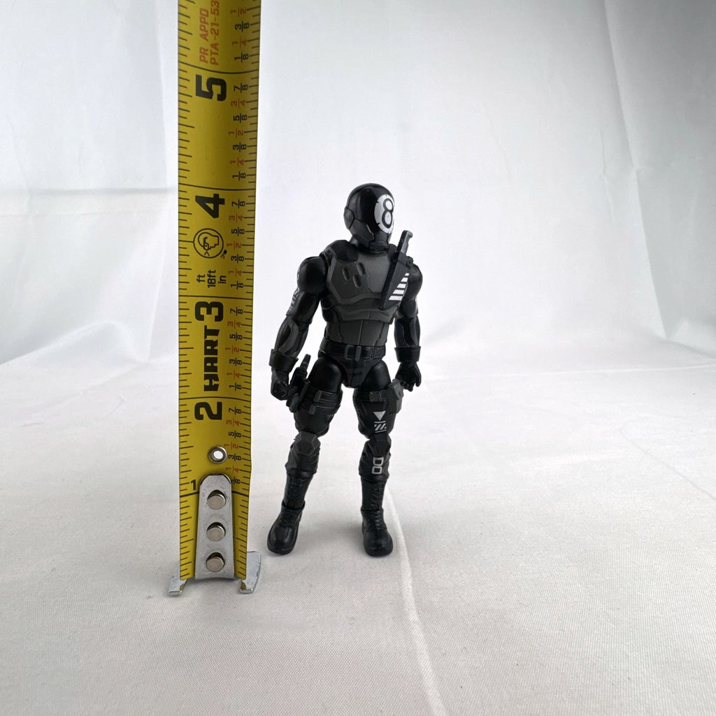 Jazwares Fortnite Solo Mode 4-inch 8-Ball action figure in black suit with back bling accessory