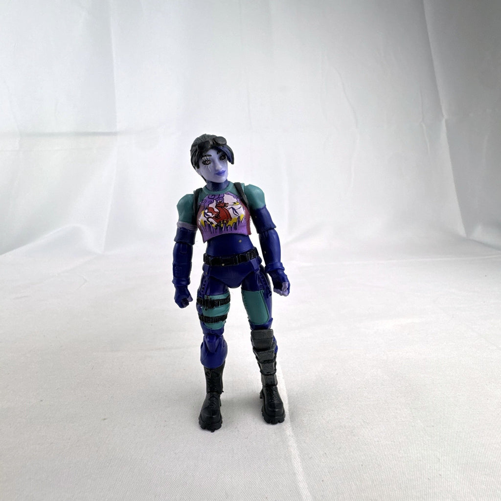 Jazwares Fortnite 4-inch Dark Bomber articulated action figure with purple detailing in loose condition