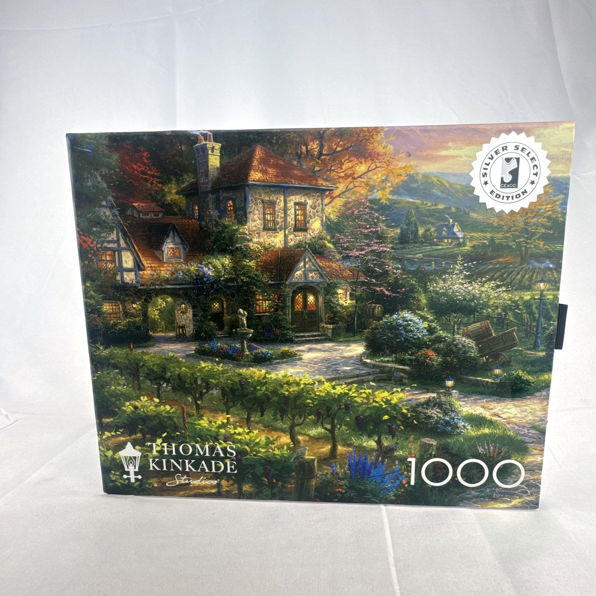 Ceaco Silver Select 1000-piece puzzle featuring Thomas Kinkade Wine Country Living artwork
