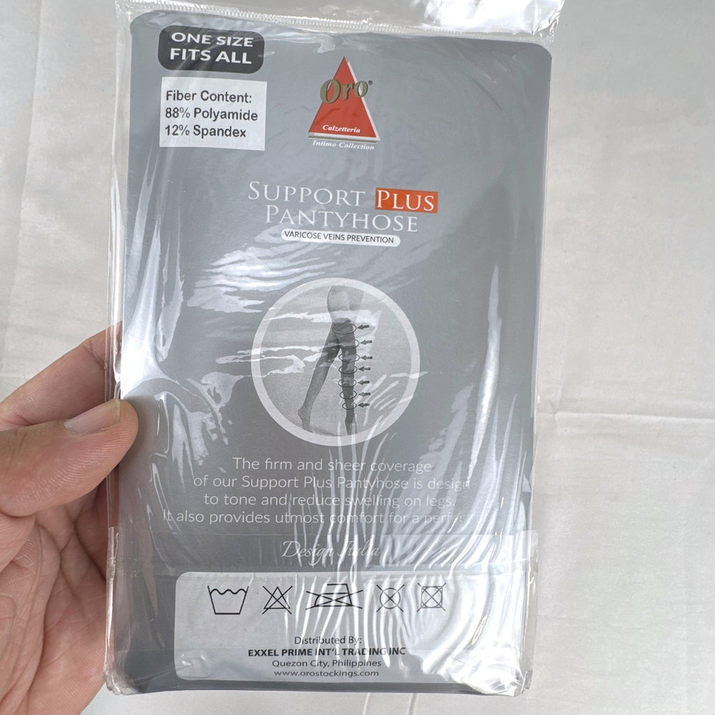 Pack of three Oro Health Support Plus 40 denier compression pantyhose in original unopened packaging.