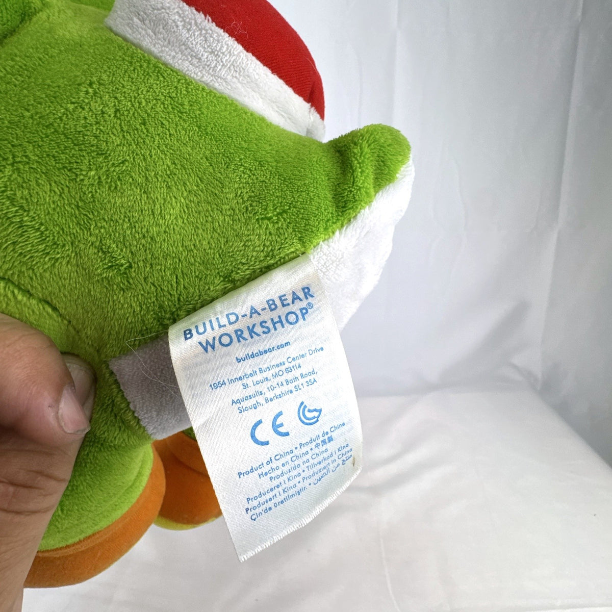 Build-A-Bear Workshop 16-inch green Yoshi plush featuring red shell and embroidered foot patch