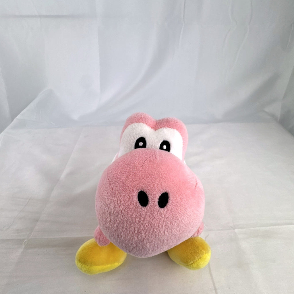Nintendo Super Mario pink Yoshi small plush toy with red shell and yellow shoes
