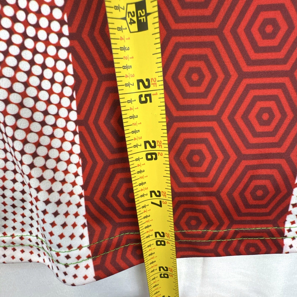 Front view of new Strike Force Mexico national soccer team jersey in green geometric print, men's size large