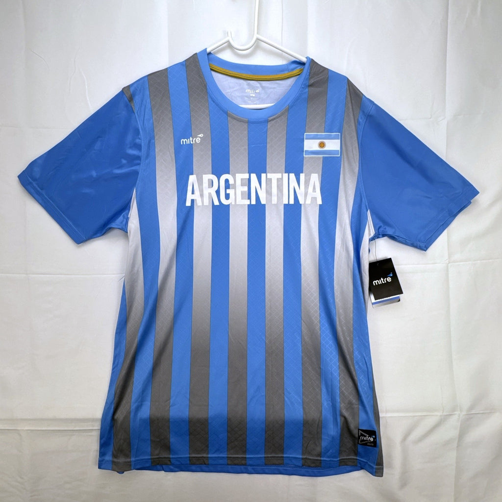 Mitre Argentina national team soccer jersey in blue and gray stripes, men's size large with tags