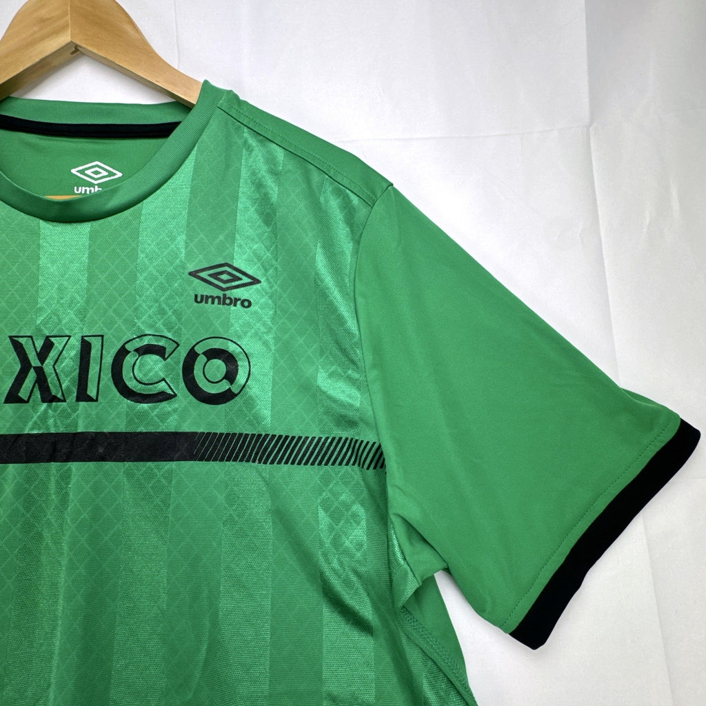 Green Umbro Mexico national team soccer jersey with black trim in men's size Large