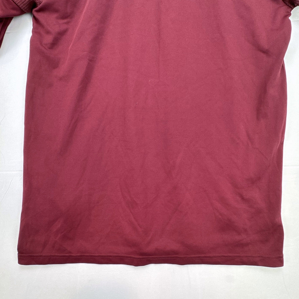 Men's size Large burgundy adidas MLS training soccer jersey with white stripes and league patch