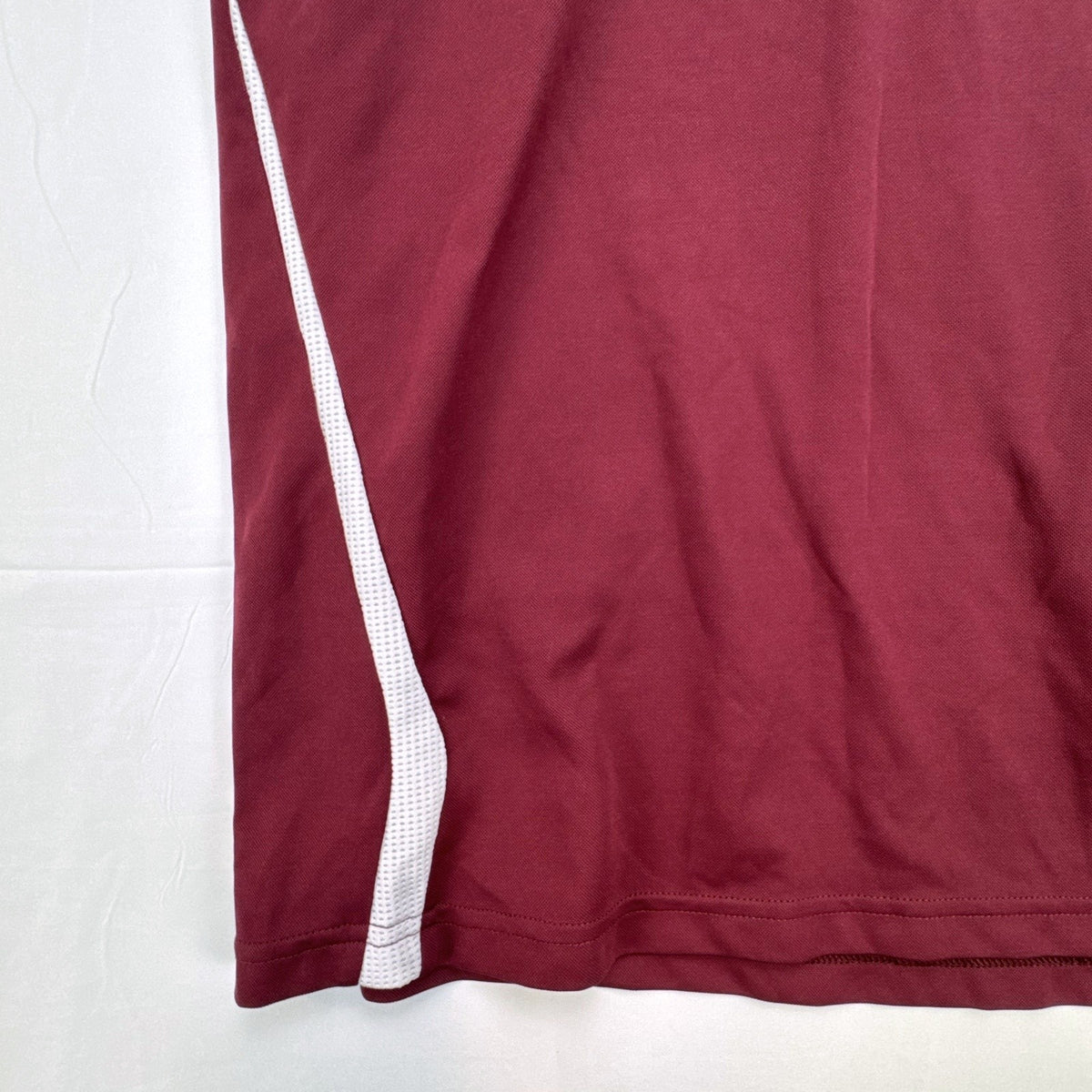 Men's size Large burgundy adidas MLS training soccer jersey with white stripes and league patch