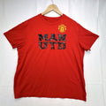 Manchester United men's XL red graphic t-shirt featuring the club crest and bold MAN UTD chest print.