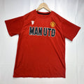 Manchester United men's red soccer jersey in size XL with chest crest and diamond knit pattern