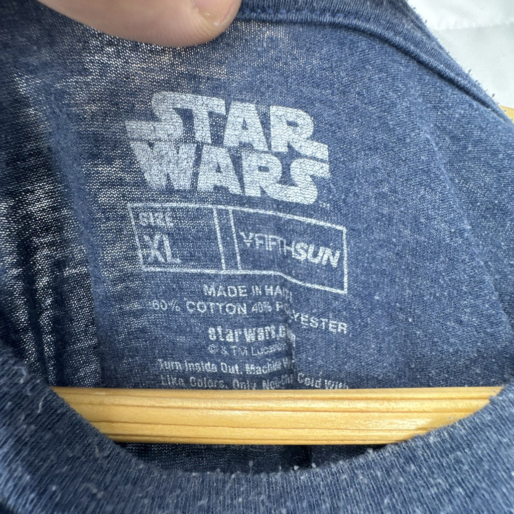 Fifth Sun Star Wars starfield logo graphic t-shirt in heather blue, men's size XL