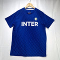 Inter Milan official blue short-sleeve soccer jersey for men, size large with team crest