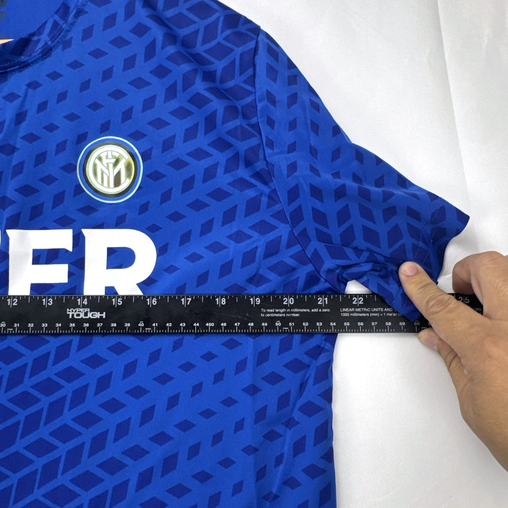 Inter Milan official blue short-sleeve soccer jersey for men, size large with team crest