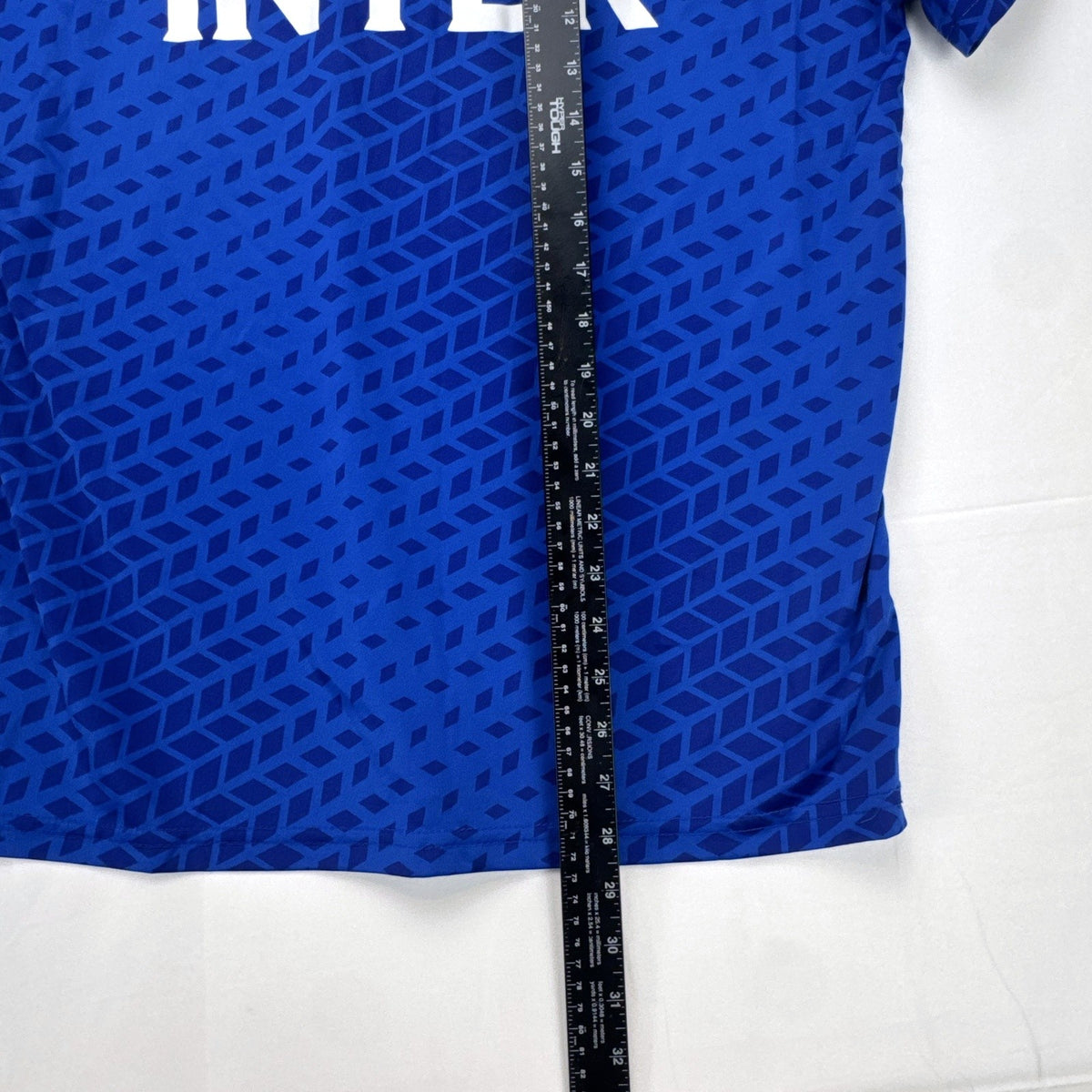 Inter Milan official blue short-sleeve soccer jersey for men, size large with team crest