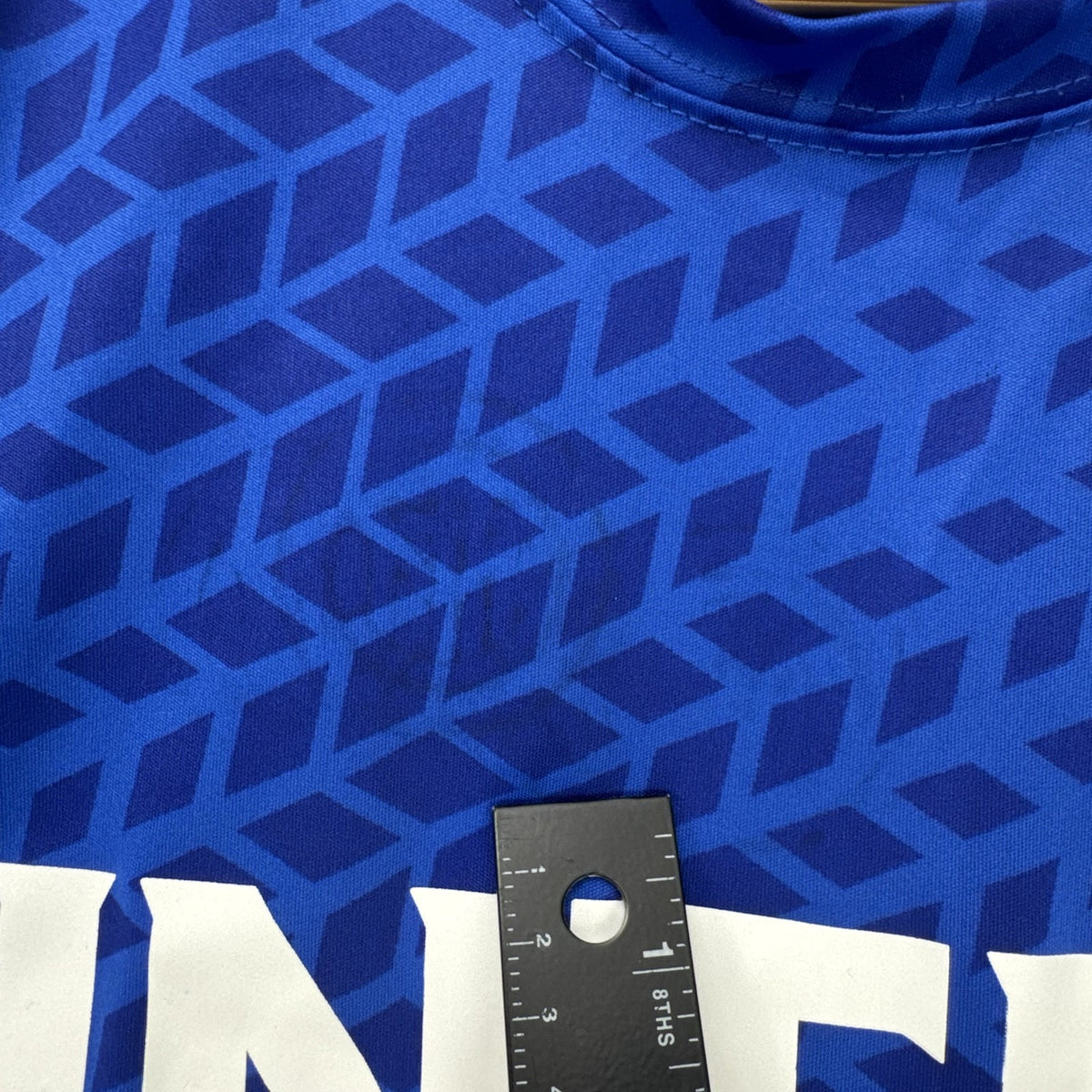 Inter Milan official blue short-sleeve soccer jersey for men, size large with team crest