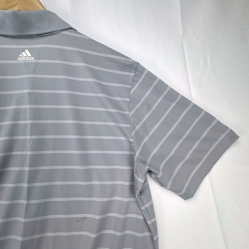 Adidas Puremotion gray striped short-sleeve golf polo shirt in men's size large