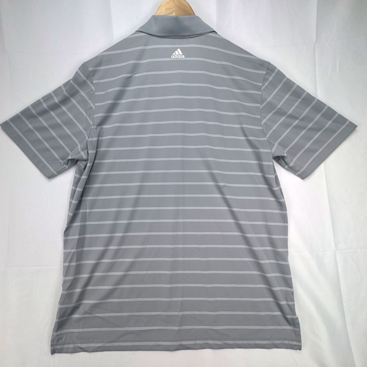 Adidas Puremotion gray striped short-sleeve golf polo shirt in men's size large