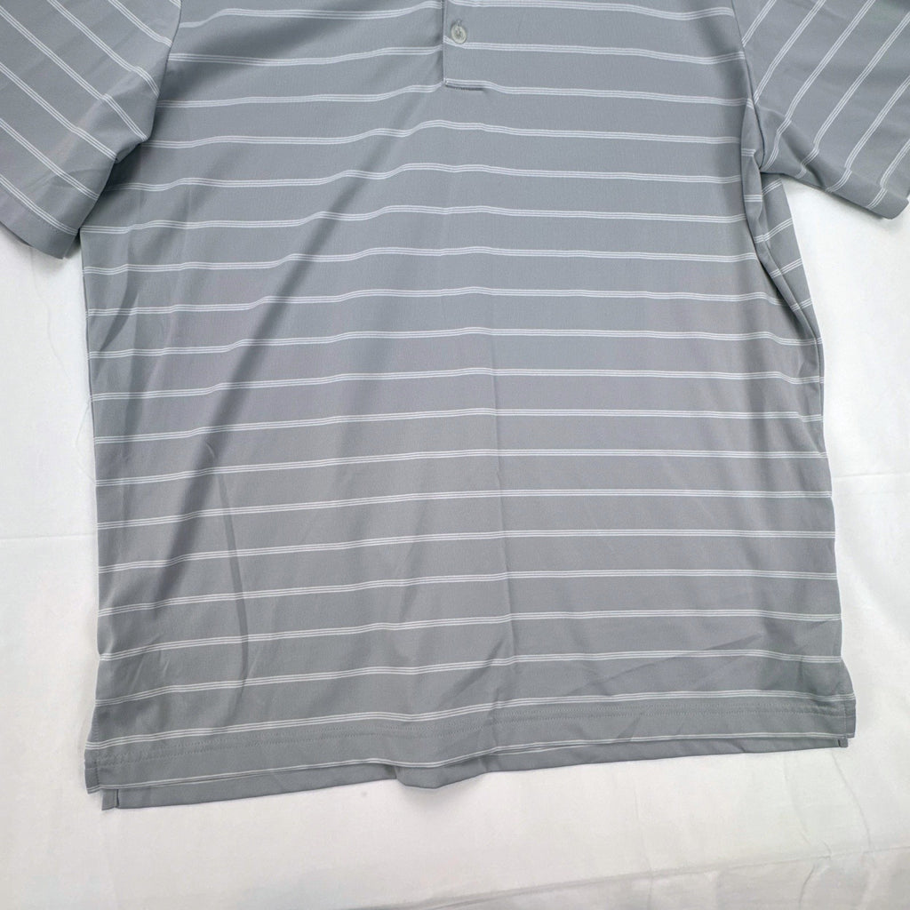 Adidas Puremotion gray striped short-sleeve golf polo shirt in men's size large