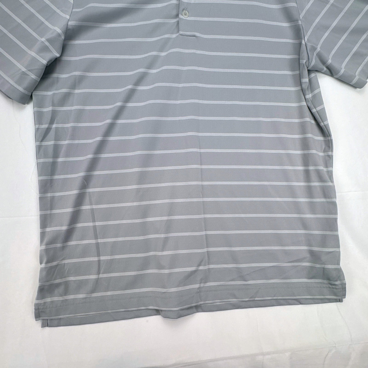 Adidas Puremotion gray striped short-sleeve golf polo shirt in men's size large