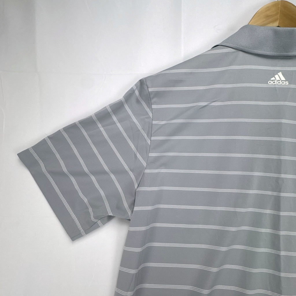 Adidas Puremotion gray striped short-sleeve golf polo shirt in men's size large