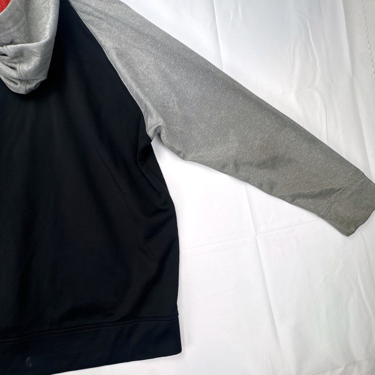 Manchester United men's large black and gray raglan pullover hoodie with embroidered chest crest