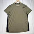 Men's adidas AEROREADY olive green training t-shirt with black side panels, size XL.