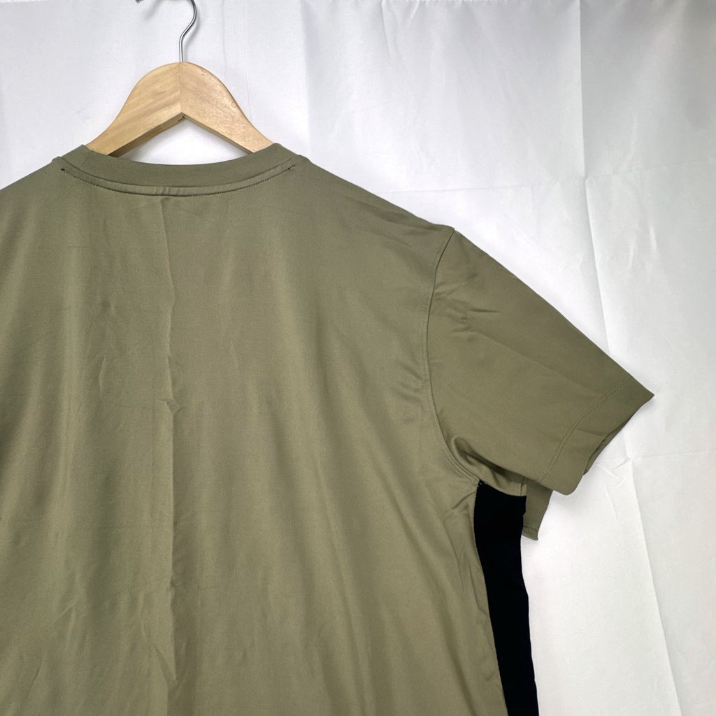 Men's adidas AEROREADY olive green training t-shirt with black side panels, size XL.